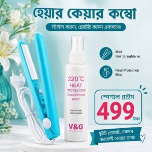 Straightener + Heat Protection Spray (Sky Blue Color)