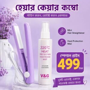 Straightener + Heat Protection Spray (Purple Color)