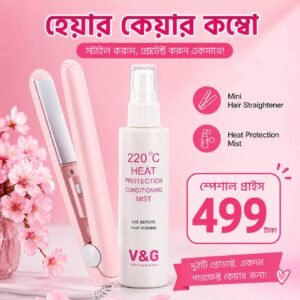Straightener + Heat Protection Spray (Pink Color)