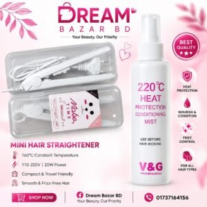 Straightener + Heat Protection Spray (White Color)